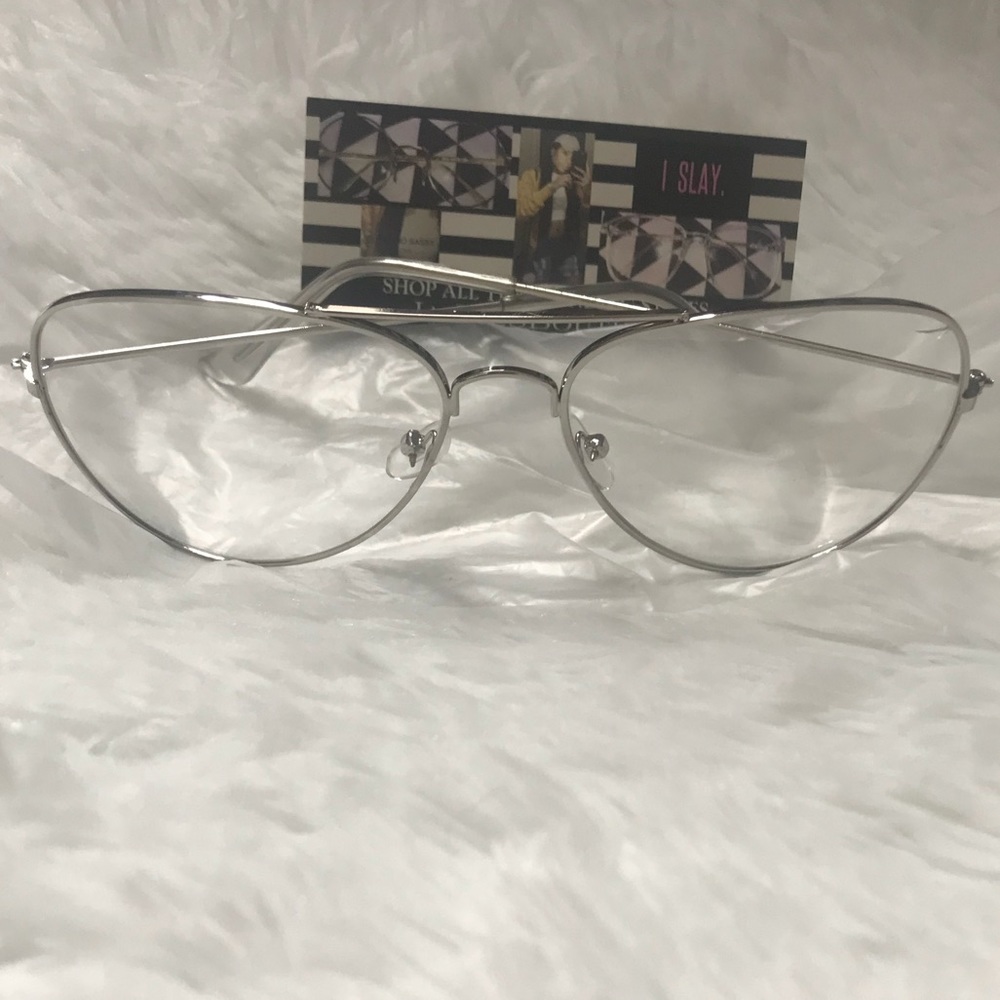 Silver aviator glasses